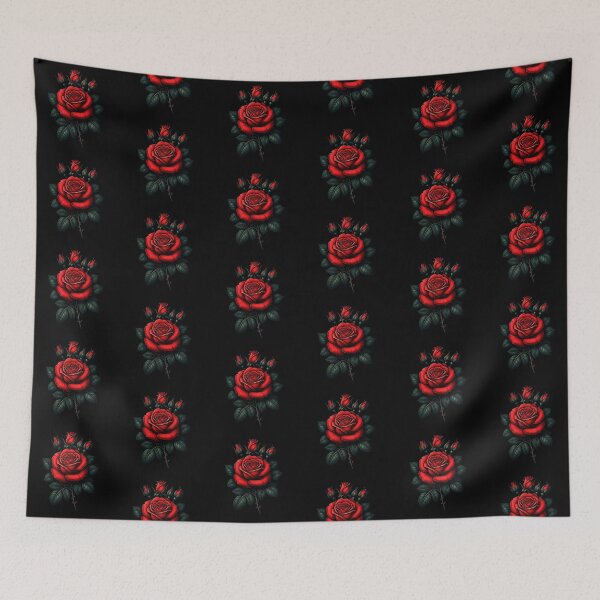 Item preview, Gothic Red Rose Cluster – Dark Botanical Tattoo-Style Illustration on Concrete Texture designed and sold by PixelVibe782.