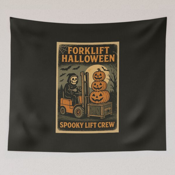 Item preview, Forklift Halloween Pumpkins Retro Design designed and sold by RetroNibylander.