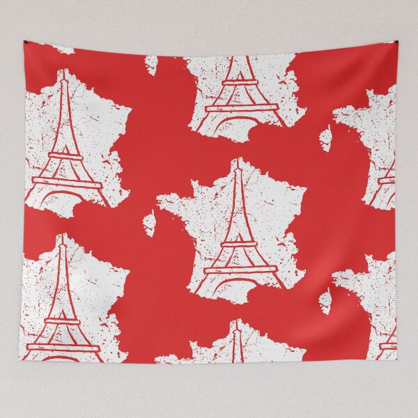 Item preview, Distressed French Map Featuring Eiffel Tower Outline designed and sold by SplashTastic.