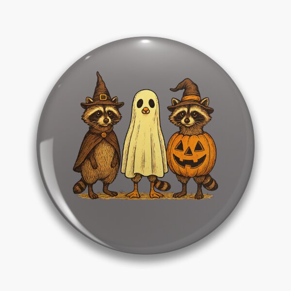 Item preview, Vintage Raccoon Halloween Crew T-Shirt - Cute Spooky Jack-O-Lantern Ghost Raccoons Tee designed and sold by passiveink.