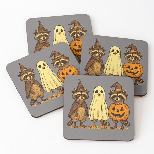Item preview, Vintage Raccoon Halloween Crew T-Shirt - Cute Spooky Jack-O-Lantern Ghost Raccoons Tee designed and sold by passiveink.