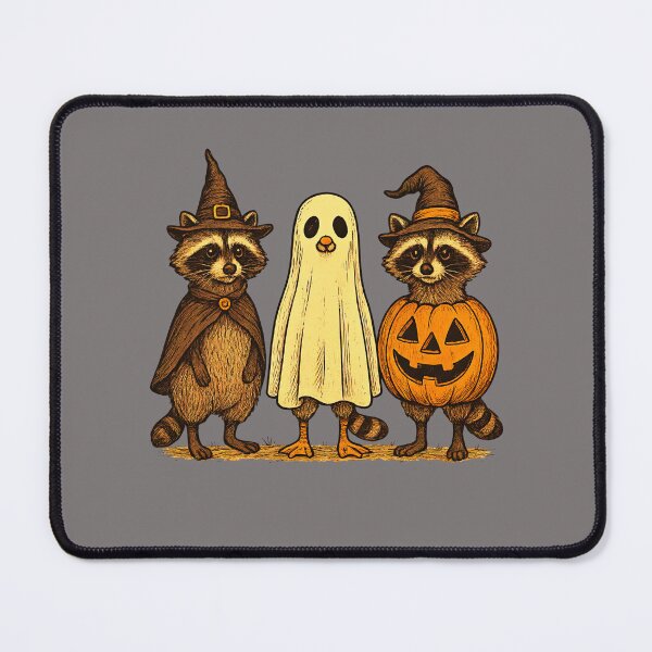 Item preview, Vintage Raccoon Halloween Crew T-Shirt - Cute Spooky Jack-O-Lantern Ghost Raccoons Tee designed and sold by passiveink.