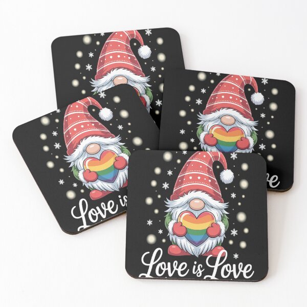 Item preview, Gnomes Rainbow Heart Love Is Love LGBT Gay Lesbian Christmas designed and sold by VladoZork.