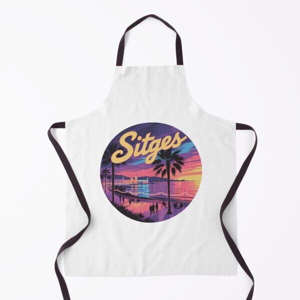 Item preview, Sitges Spain Sticker – Neon Sunset Illustration, Coastal Night Art, Retro Mediterranean Design designed and sold by CircinusStore.