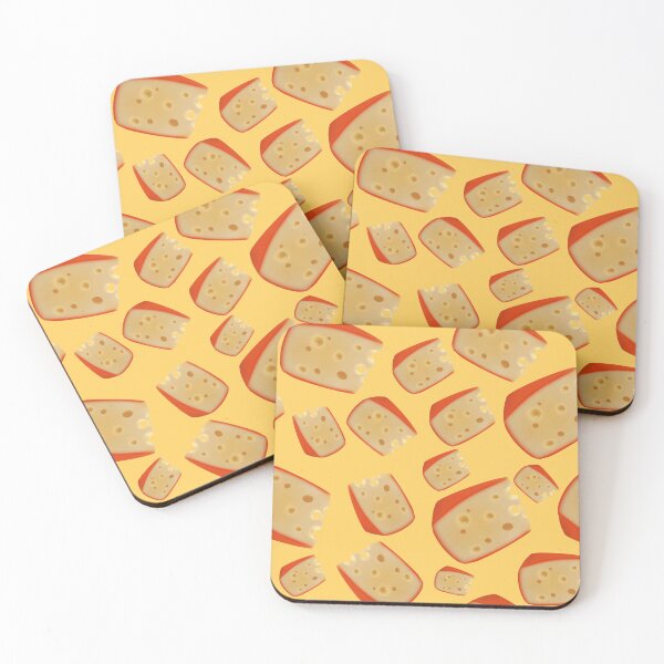 Item preview, Life is Better with Cheese print of pieces of cheese with holes on a yellow background designed and sold by Martapp.