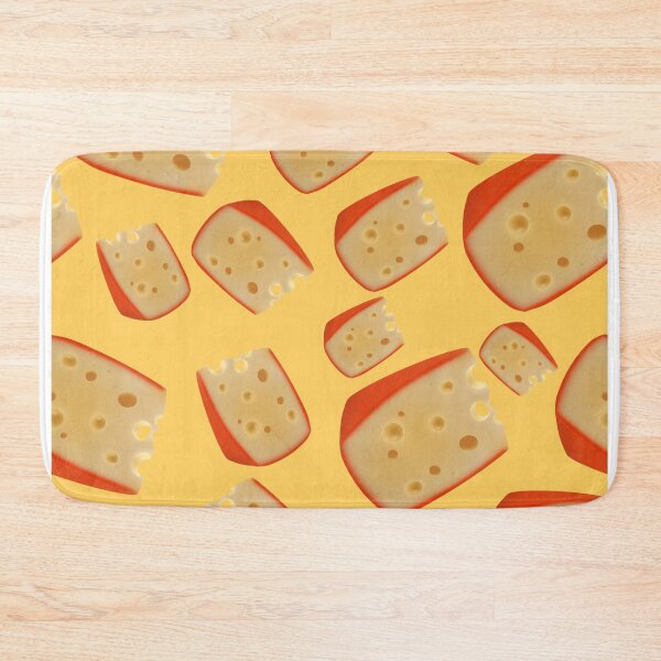 Item preview, Life is Better with Cheese print of pieces of cheese with holes on a yellow background designed and sold by Martapp.