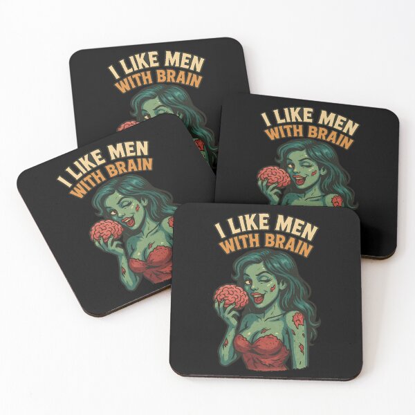Item preview, I Like Men with Brain – Flirty Zombie Pin-Up designed and sold by R3X .
