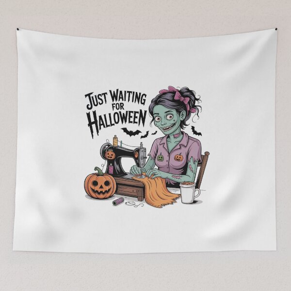 Item preview, Zombie Seamstress Prepares for Halloween designed and sold by jkrphoto.