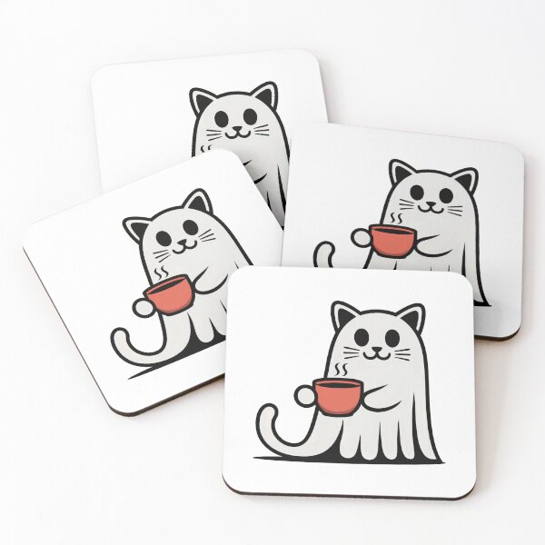Item preview, ghost cat with coffee designed and sold by jkrphoto.