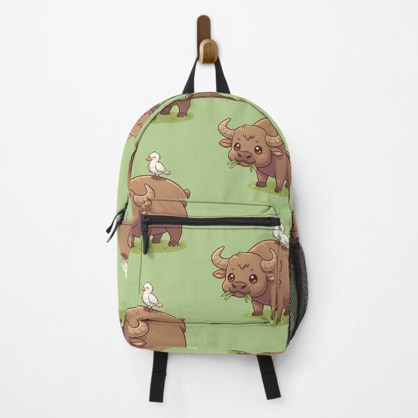 Item preview, Cute Buffalo and Bird – Adorable Farm Animal Kawaii Illustration designed and sold by Tidarat-27.