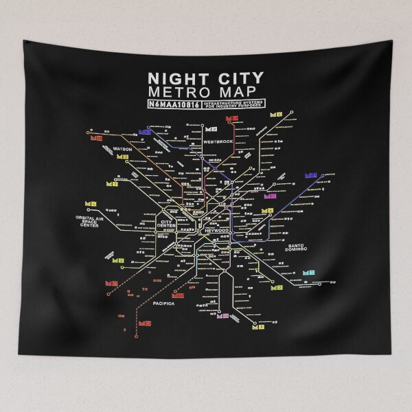 Item preview, Night City Metro Map designed and sold by ombstoneoo.