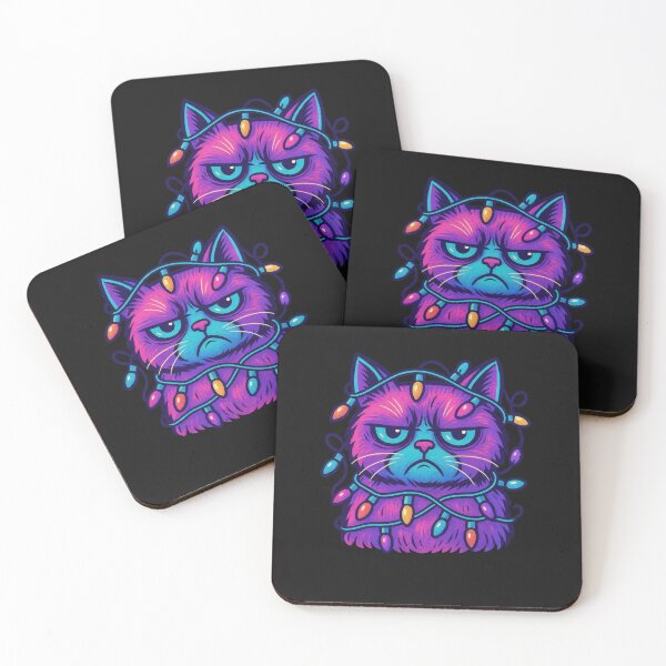 Item preview, Trendy Neon Christmas Grumpy Cat designed and sold by TalalosART.
