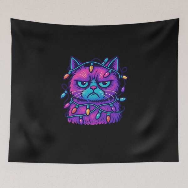 Item preview, Trendy Neon Christmas Grumpy Cat designed and sold by TalalosART.