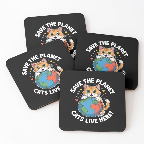 Item preview, Cute Cat Save the Planet Funny Earth Lover Kitty Eco Earth Climate Awareness designed and sold by w1ckerman.