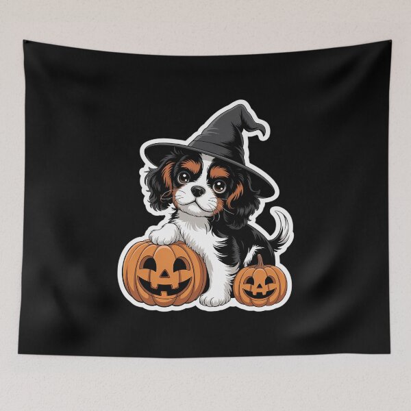 Item preview, Halloween Witch Hat Pumpkin Dog Cavalier King Charles designed and sold by VENOM0RIOT.