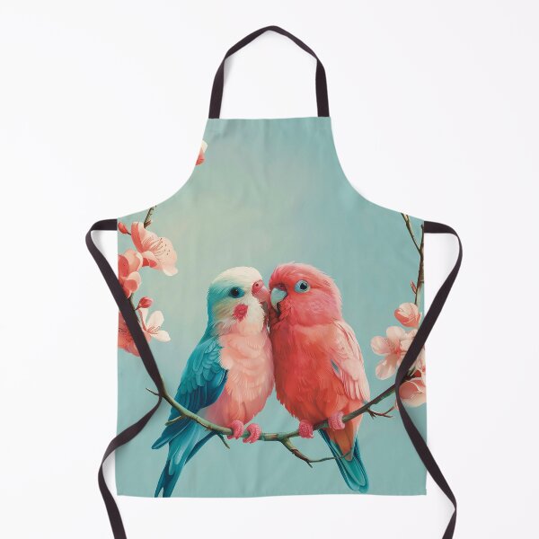Item preview, Lovebirds in Blossom – Soft Pink and Blue Parrots Artwork designed and sold by PostcardsfromtheLaundromat.