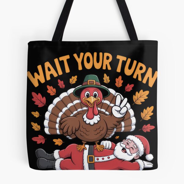 Item preview, Wait Your Turn Funny Thanksgiving Turkey Santa Christmas designed and sold by vespira-motion.