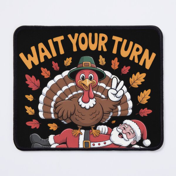 Item preview, Wait Your Turn Funny Thanksgiving Turkey Santa Christmas designed and sold by vespira-motion.