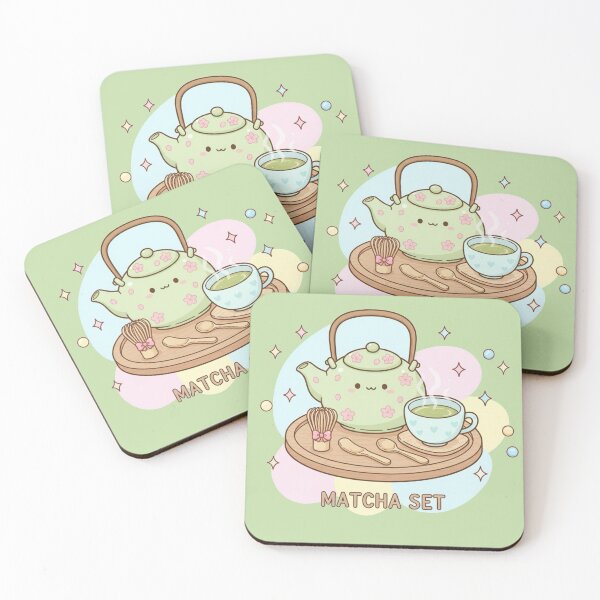 Item preview, Kawaii Matcha Tea Set – Cute Pastel Japanese Green Tea Illustration designed and sold by Tidarat-27.