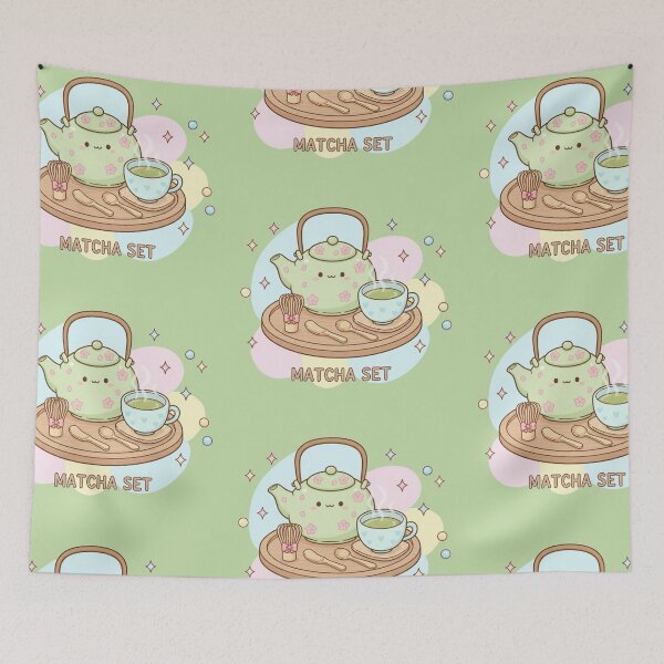 Item preview, Kawaii Matcha Tea Set – Cute Pastel Japanese Green Tea Illustration designed and sold by Tidarat-27.