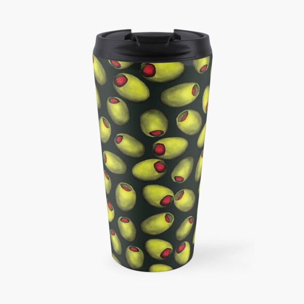Green Olives with Red Pimentos - Novelty Food Pattern Travel Mug