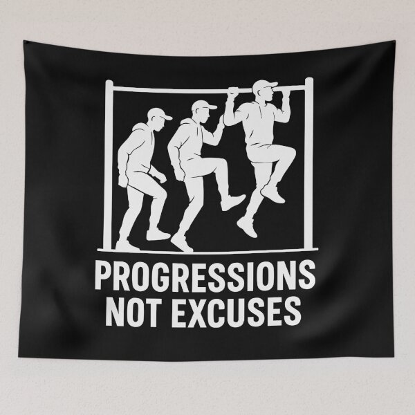 Item preview, Progressions Not Excuses Calisthenics Fitness Gym designed and sold by LuminOrb.