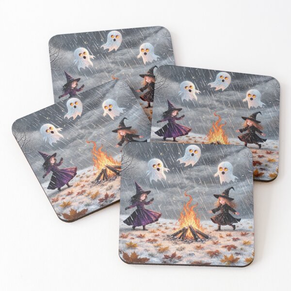 Item preview, Two Little Witches Dancing with Ghosts designed and sold by M-Y-A-R-T-.