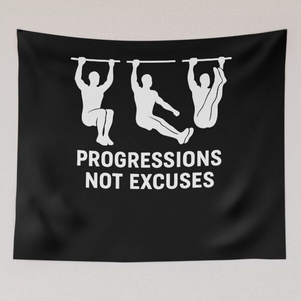 Item preview, Progressions Not Excuses Calisthenics Fitness Gym designed and sold by LuminOrb.