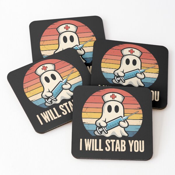 Item preview, I Will Stab You Ghost Nurse Retro Funny Halloween For Nurses designed and sold by ticlitule.