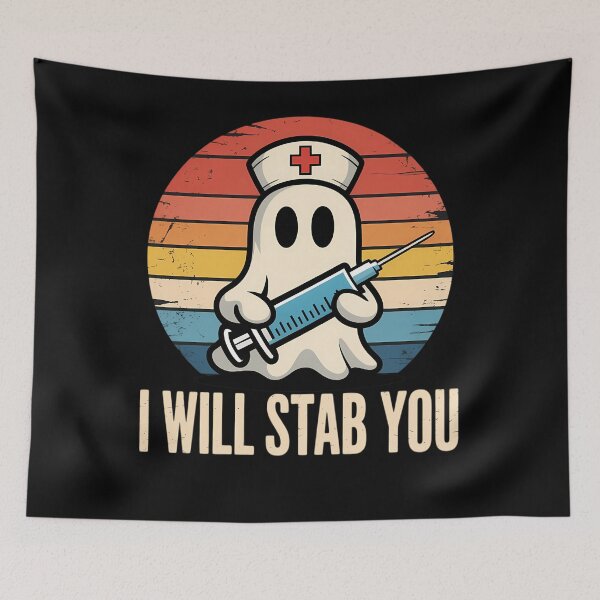 Item preview, I Will Stab You Ghost Nurse Retro Funny Halloween For Nurses designed and sold by ticlitule.