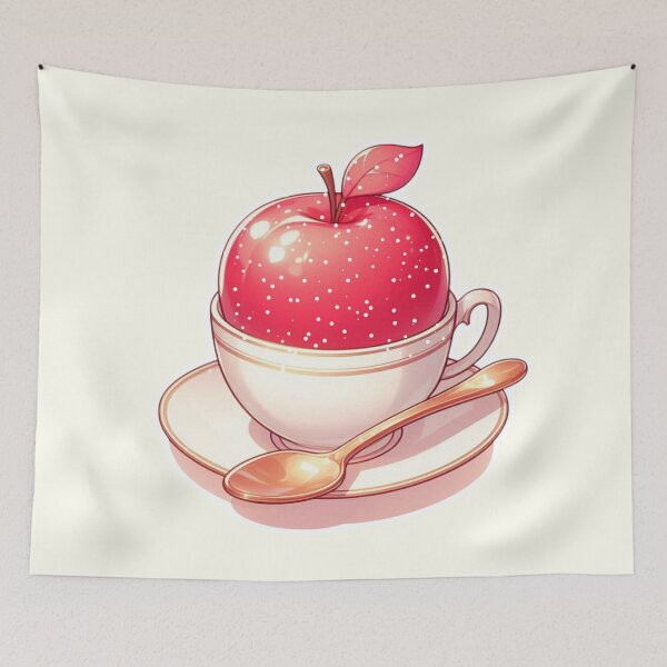 Item preview, Golden Tea Time with Apple – Soft Anime-Inspired Illustration designed and sold by Sugar Wisdom .