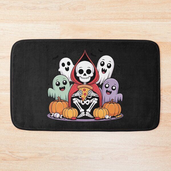 Item preview, Happy Skeleton in Red Cloak Eating Pizza | Cute Ghost and Zombie Halloween Kawaii Design designed and sold by ColorSplash123.