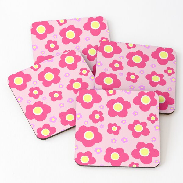 Item preview, Bright Pink Retro Floral Pattern designed and sold by WanchaleeStudio.