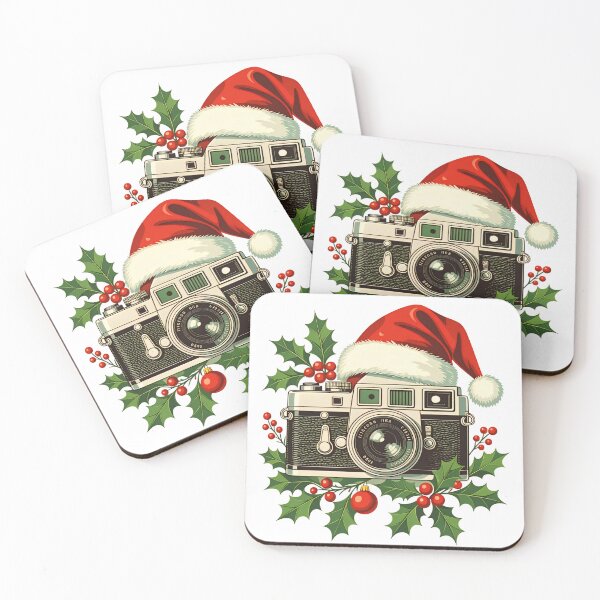 Item preview, Vintage camera decorated for Christmas with holly and a Santa hat enhances holiday spirit designed and sold by SpaceartLilu.
