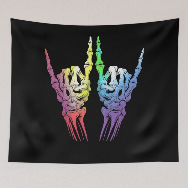 Item preview, Skeleton Rock Hand LGBT-Q Cool Rainbow Flag Gay Pride designed and sold by TyraYoung.