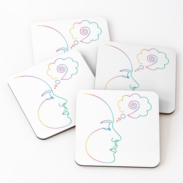 Item preview, Minimalist Geometric Face Line Art with Spiral Thought Bubble designed and sold by DiNata.