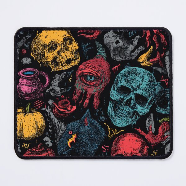 Item preview, halloween horror : Vintage Spooky Halloween Skulls and Black Cat Pattern designed and sold by MOONE FLOWER.