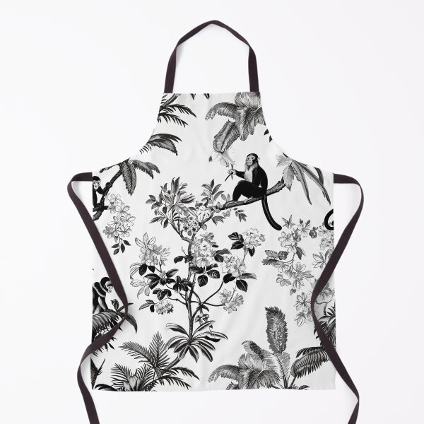 Item preview, Tropical Jungle Monkeys – Black and White Botanical Pattern designed and sold by EmeraldeaArt.