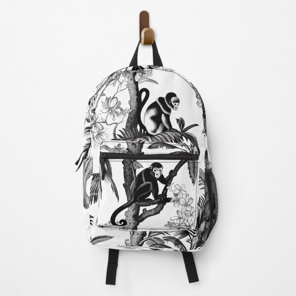 Item preview, Tropical Jungle Monkeys – Black and White Botanical Pattern designed and sold by EmeraldeaArt.