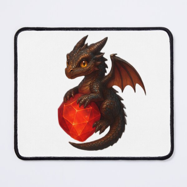 Aperçu de l'œuvre Un adorable bébé dragon gardant une gemme rubis brillante créée et vendue par ZeroFace691.