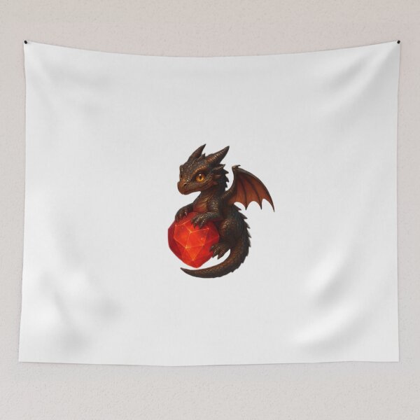 Item preview, Cute Baby Dragon Guarding a Glowing Ruby Gem designed and sold by ZeroFace691.