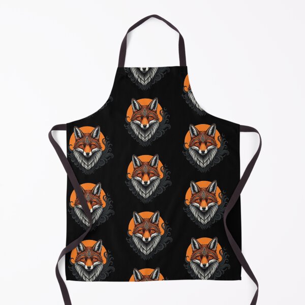 Item preview, Tribal Fox Head on Orange Circle – Stylized Animal Illustration with Mandala Patterns and Black Background designed and sold by PixelVibe782.