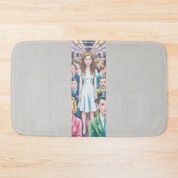 Item preview, Vintage Subway Commute Woman In Blue Dress By Merch, Limited Edition designed and sold by MADISYNDONALD.