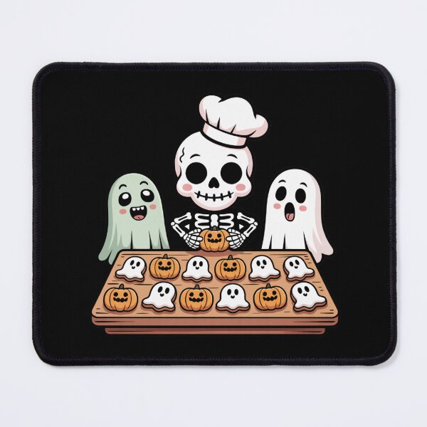 Item preview, Funny Chibi Skeleton Baker | Making Halloween Ghost and Pumpkin Cookies Kawaii Design designed and sold by ColorSplash123.