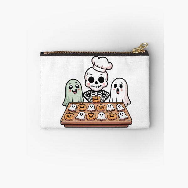 Item preview, Funny Chibi Skeleton Baker | Making Halloween Ghost and Pumpkin Cookies Kawaii Design designed and sold by ColorSplash123.