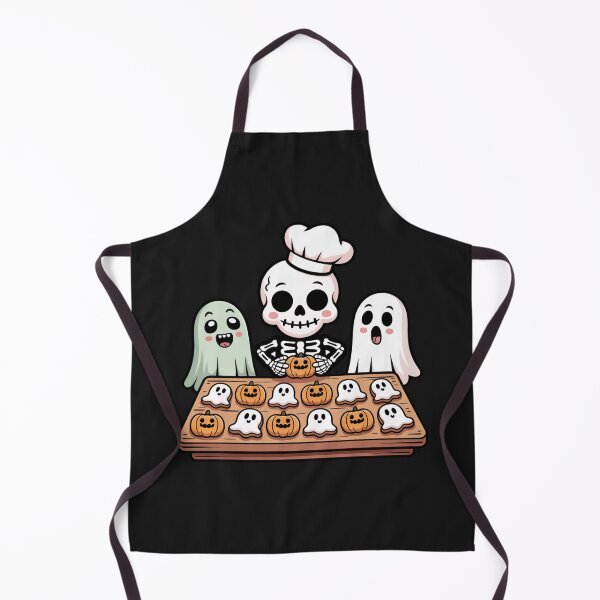 Item preview, Funny Chibi Skeleton Baker | Making Halloween Ghost and Pumpkin Cookies Kawaii Design designed and sold by ColorSplash123.