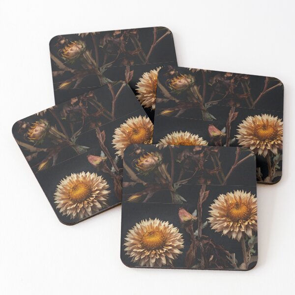 Item preview, Autumn Dried Flower beige Collage on Black – Elegant Fall Botanical Art designed and sold by EmeraldeaArt.