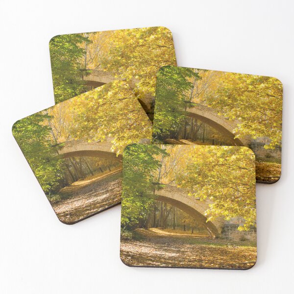 Item preview, Golden Autumn Glory: Historic Stone Bridge Forest Path designed and sold by Clavivs.