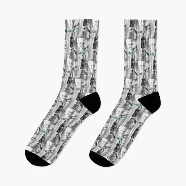 Item preview, Vintage Woman With Green Umbrella On Rainy Street Png By Merch, Limited Edition designed and sold by MADISYNDONALD.