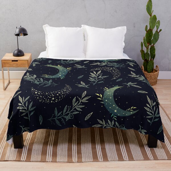 Item preview, Celestial crescent moon, botanical constellations, night pattern designed and sold by CharmedVille.